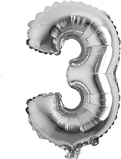 Italo Number 3 Foil Balloon, 16 Inch Size, Silver