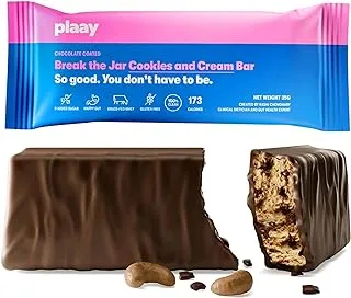 Plaay Cookies & Cream Chocolate Bar, 35g, Grass-Fed Whey Protein, Dark Chocolate Bar, Gluten-Free, Refined Sugar-Free