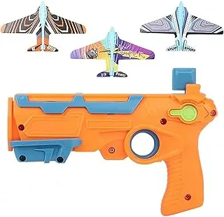 porlets 123 Children's Airplane Launcher Toys, Shooting Game Toy for Kids Bubble Catapult Plane Toy One-Click Ejection Model Foam Airplane with 3pcs Throwing Foam Glider