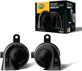 HELLA 3FH 012 010-041 Trumpet Horn - TE16S - 12V - 110dB(A) - Frequency Range: 400/500Hz - Electric - Housing Colour: Black - Plug: BMW - Set