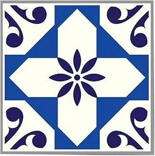 Bpa Spanish and Moroccan Vinyl Wall Tile Stickers 24-Pieces, 15 cm Size, Blue