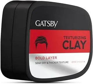 Gatsby Texturizing Clay - Bold Layer | Hair Styling Clay For Strong Textured Finish Casual-Messy Hairstyle | Natural Shine Look | Super High Setting Power | Hair Wax For Men | 73gm