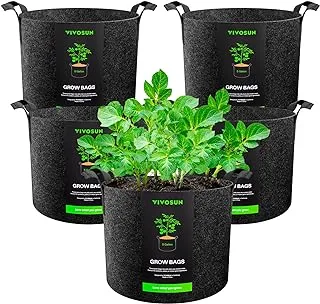 VIVOSUN 5-Pack 5 Gallon Grow Bags Heavy Duty 300G Thickened Nonwoven Plant Fabric Pots with Handles