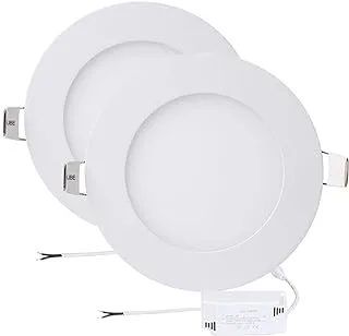 18W Flat LED 2PCS Panel Light Lamp, Dimmable Round Ultrathin LED Recessed Downlight,Cool White Panel Ceiling Lighting with LED Driver