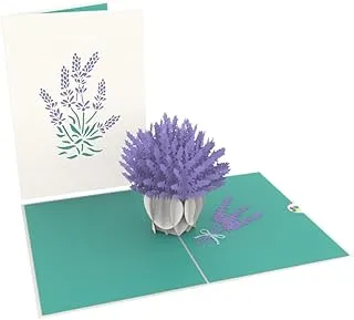 Paper Color Lavender Vase Pop Up 3D Birthday Greeting Card, 15 x 30 x 0.10 cm Size, Multicolour