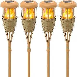 Evelynsun Tiki Torch Solar Lights Outdoor - Solar Torch Light with ing Flame Waterproof Garden Tiki Torches for Outside