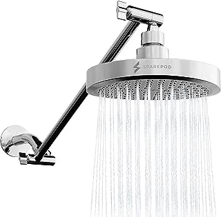 SparkPod Round Rain Shower Head with Shower Head Extension Arm - High Pressure Rain - Luxury Modern Look - No Hassle Tool-less 1-Min Installation (16