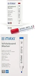 Maxi Whiteboard Marker Chisel tip 10pc Red + Whiteboard Marker Chisel 10Pc Blue