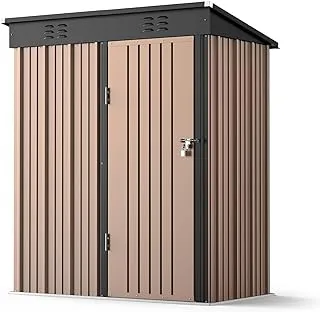 Egardenkart Metal Outdoor Pent Storage Shed (Tan)