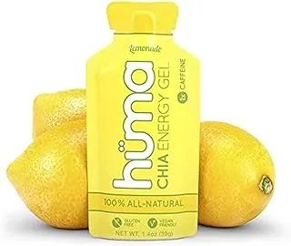 Huma Chia Energy Gel - Lemonade - 24 count x 39g - 22gr Carbs, 105mg Sodium, 1x Caffeine, 25mg Caffeine, 100% All Natural, Vegan, Gluten Free, No Stomach Problems, Great Taste, Easy Digestion