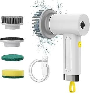 AMERTEER Electric Spin Scrubber - with 4 Rotating Brush Heads Electric Cleaning Brush USB Rechargeable, Portable Handheld Cleaning Tool for Tile, Pans, Stoves, Tubs, Dish, Sinks & Bathroom