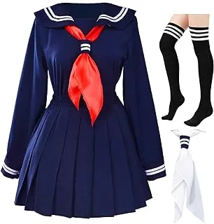 Classic Japanese School Girls Sailor Dress Shirts Uniform Anime Cosplay Costumes with Socks Set