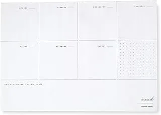 russell+hazel Weekly Notepad, White with Gilded Edges, 80 Sheets, 10” x 7” (27616)