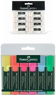 Faber-Castell Eraser Big Poly Bag Of 8Pc + Classic Highlighter Wallet Of 6