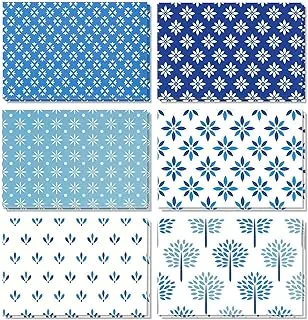 48 Pack All Occasion Assorted Blank Note Cards Greeting Card Bulk Box Set - Shades of Blue Floral Foliage Designs - Notecards with Envelopes Included 4 x 6 inches