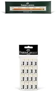 Faber-Castell Bonanza Pkt Of 12 Lead Pencil 2B with Eraser Black + ERASER SMALL POLY BAG OF 16PC