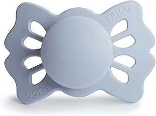 FRIGG Lucky Silicone Baby Pacifier 0-6 Months | Orthodontic 1 Pack Soother | Teardrop Latex-Free Nipple with Clover Leaf Air Holes | Made In Denmark — Powder Blue