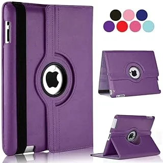 AWH 360 Degree Rotating Stand [Auto Sleep/Wake] Folio Leather Smart Cover Case for Apple iPad (iPad Air, Purple)