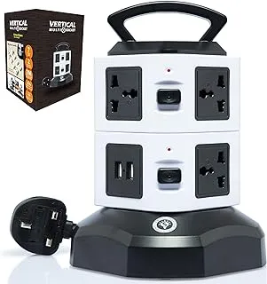 Universal Tower Extension Cord With Usb European Plug Adapter Electric Outlet Surge protector Vertical Multi Socket Power Strip Lead With 2M Retractable Cable