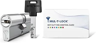 أسطوانة نحاسية Mul-T-Lock MTL600 Euro، 31 × 31، أسطوانة عالية الأمان مع مفاتيح محمية ببراءة اختراع، نيكل ساتان