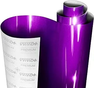 VViViD+ Ultra Gloss Candy Purple Vinyl Car Wrap Premium Paint Replacement Film Roll with Nano Air Release Technology, Stretchable Protective Cap Liner, Self Adhesive (1ft x 60