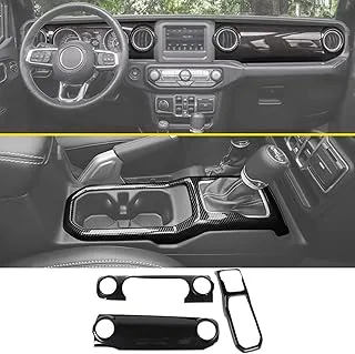 for Jeep JL 4XE 2018-2023 Interior Accessories Dashboard Decorative Cover Carbon Fiber Look Cup Holder Center Console Cover Trim For Wrangler JL JLU Unlimited Sahara Sports Rubicon