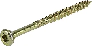 Power Pro 967769 Wood Screws, 9 x 2-1/2, Premium Star Drive Indoor Cabinet Screws, Gold Yellow Zinc, 1/4 Keg, 2500 pcs