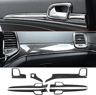 YOCTM ABS Carbon Fiber Look Dashboard Panel Trim Door Handle Cover for Jeep Grand Cherokee 2014 2015 2016 2017 2018 2019 2020 2021 Interior Accessories Decorative Cover