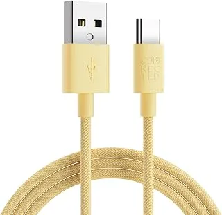 Connected tybe C Cable | iPhone Samsung Fast Charger Cable | USB C Braided Charging Cable | 1.2m (Yellow)