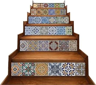 AMERTEER Stair Stickers Decals, Peel and Stick Viny Tile Stair Brick Pattern Stair Riser Refurbished Stair Treads Decals Removable Staircase murals Home Decorate 7''W x 39''L (Set of 6)