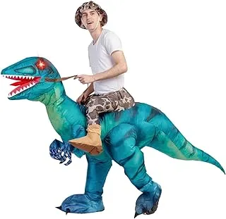 GOOSH Inflatable Dinosaur Costume Riding a T REX Air Blow up Deluxe Halloween Costume