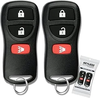 KeylessPros 3-Button Replacement Keyless Entry Remote Key Fob, Compatible with Nissan Armada Pathfinder Frontier Murano Titan Quest Xterra Sentra Versa, Infiniti FX35 FX45 QX4, KBRASTU15 (2-Pack)