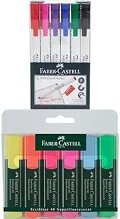 Faber-Castell Whiteboard Marker Slim Wallet Of 6Pc + Classic Highlighter Wallet Of 6