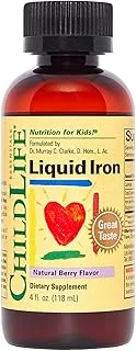 ChildLife Essentials Liquid Iron - Dietary Supplement for Infants, Baby, Kids, Toddlers, Children, and Teens - Natural Berry Flavor, 4 Fluid Ounces (118ml)