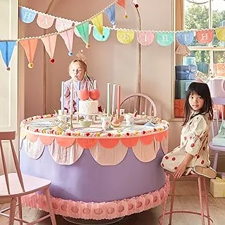 Meri Meri Happy Birthday Fabric Garland (Pack of 1). Garland Length is 7.5'. Measures 11' Including Excess Cord.