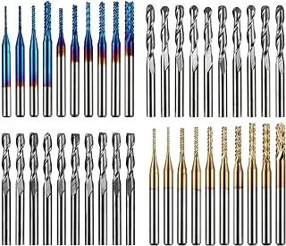 Genmitsu End Mill Set with a Total of 40 Cnc Router Bits,3.175mm (1/8in) Shaft, Cutter with 2 Grooves, Flat and Ball Head Mills