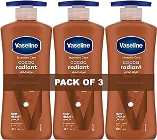 Vaseline Intensive Care Body Lotion for Dry to Very Dry Skin, Cocoa Radiant, Fast-Absorbing, 72hr Moisturising, 3 x 400ml