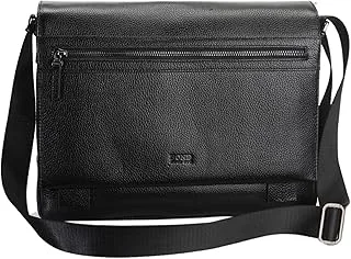 Bond Leather Messenger Bag Style Laptop Bag with Adjustable + Removable Strap, Travel Office Bag and Business Briefcase, Document Holder, Black