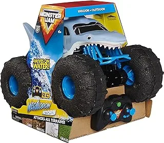 Monster Jam Official Megalodon STORM All-Terrain Remote Control Monster Truck, 1:15 Scale, Grey