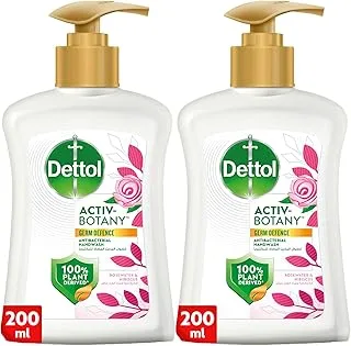 Dettol Activ-Botany Antibacterial Liquid Handwash, Rosewater & Hibiscus Fragrance, 100% Plant-Derived Ingredients, 200ml, Pack of 2