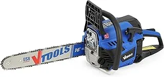 VTOOLS 16 Inch 45cc Gasoline Chainsaw, 550ml Fuel Tank, 2-Stroke Handheld with Air-Cooled, With Oregon Chain For Cutting Trees, Wood, And Logs, Blue, VT4201