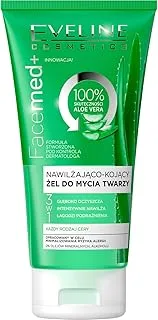 Eveline Cosmetics 3in1 Moisturizing and Soothing Facial Wash Gel | 100% Bio Aloe Vera | For Face, Lips and Eyes | For All Skin Types including Sensitive | 0% Alcohol | 150ml