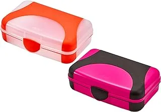 It's Academic Hard Pencil Case, Durable Plastic Pencil Box, Kid-Friendly Colors in Pink & Orange, 2-Pack