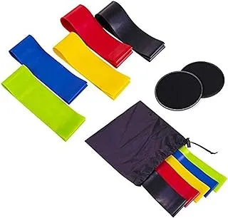 Fitness Equipment Set with Resistance Sliders & Elastic Bands (5 Pieces)