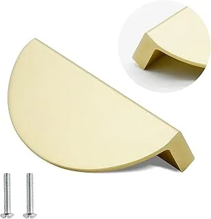 Zorfeter 2-1/2 inch Drawer Pulls, 4PCS Brushed Brass Half Moon Cabinet Pull Handles Semicircle Knobs with Screws for Kitchen Cupboard Bedroom Furniture Door (Length: 3.07