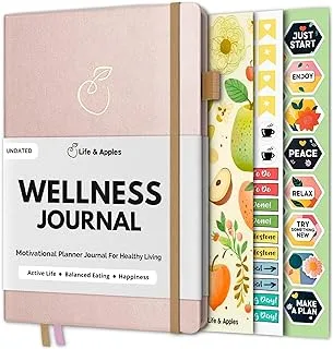 Life & Apples Wellness Planner - Food Journal and Fitness Diary with Daily Gratitude and Meal Planner for Healthy Living and Self-Care - Track Weight Loss Diet and Health Goals - Undated, Rose Gold