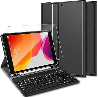 AWH for iPad 8 2020 Keyboard (QWERTY Layout), iPad 7 2019,iPad Air 3 Keyboard, Detachable Keyboard Case with Screen Protector for iPad 10.2 Inch, Black