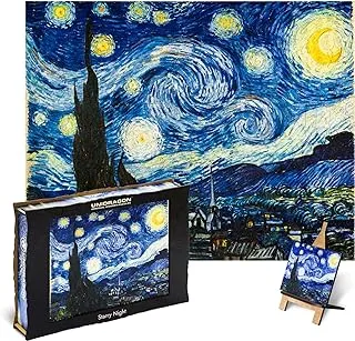 UNIDRAGON Wooden Jigsaw Puzzle Art Collection - Starry Night Van Gogh, 1000 pcs, 17.40