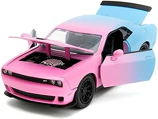 Jada Toys - Pink Slips Dodge Challenger SRT Hellcat (2015) in unusual design - 1:24 model car (20.3 cm) made of metal with rubber tyres and parts for opening, toy car from 8 years