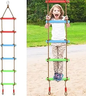 6.6 Ft Climbing Rope Ladder for Kids, Climbing Ladder Hanging Rope Ladder for Indoor Play Set and Outdoor Tree House, Playground Swing Set and Ninja Slackline